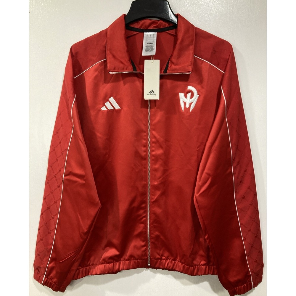 Adidas Patrick Mahomes Red Satin Zip Up Track Windbreaker Jacket Men's Large NWT